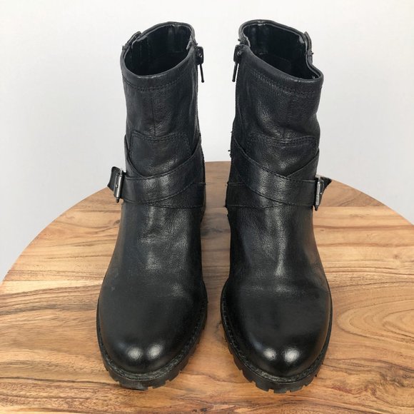 Lord & Taylor Walcott Leather Moto Biker Riding Punk Preppy Heeled Boot Booties - Picture 3 of 7